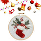 🧵 Julebroderisett for nybegynnere – snølandsby-motiv, vannløselig mønster, 25 cm ramme. Perfekt julegave! 🎄✨