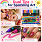 ✨ 24-farget glittertusjsett – doble tupper, metallisk skimmer, passer til negler og kort. Skaper gnistrende kunst! 🎨💅