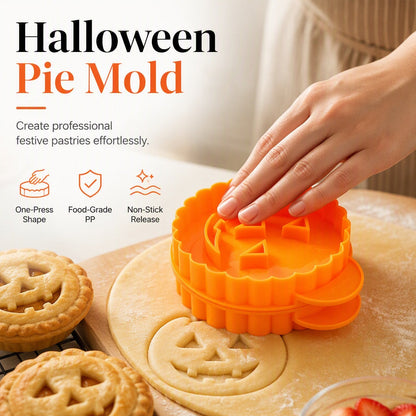 🎃 Halloween pai-form – gresskar, eple og jordbær, enkel håndpresse. Lag festlige bakverk på minutter! ✨🥧