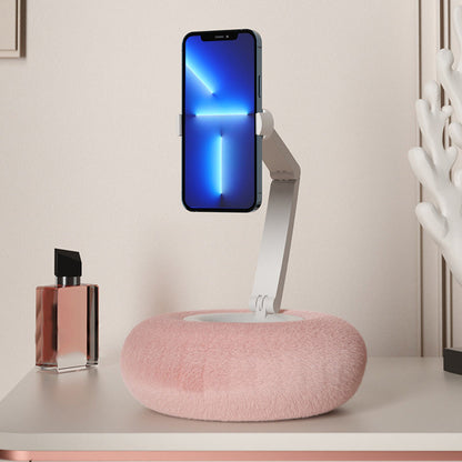 📱 Plysjtelefonstativ med pute – 360° justerbar, avtakbar pute, foldbar. Perfekt for sengen og sofaen! ✨🛏️