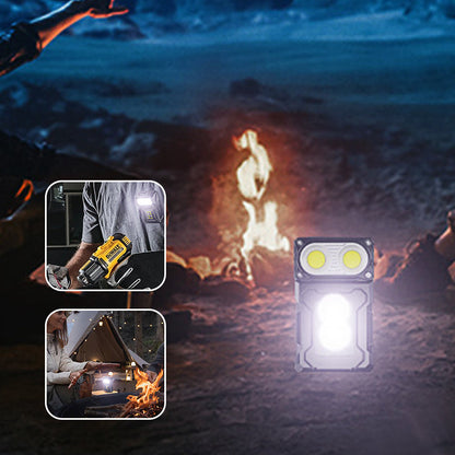 🔦 Multifunksjonell lommelykt – 180° roterbart hode, magnetfeste, Type-C, rødt/blått varsellys. Perfekt til nød og camping! ✨🧲