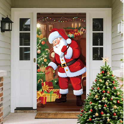 🚪 Jule-dørdekor i polyester – fargerike motiver, enkel henging, holdbar. Gjør inngangen klar for julen på sekunder! ✨🎅