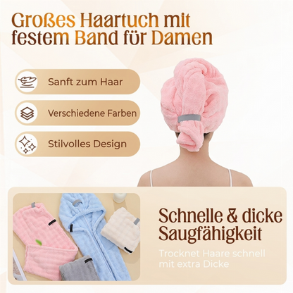 📢📢 50 % RABATT!! ⏰ Stort hårhåndkle – mykt korallfleece – tørker raskt og med elastisk bånd for damer 💕