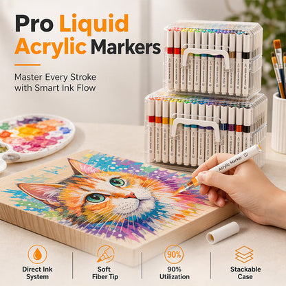 🖌️ Akrylmarkører med myk penselspiss – jevn blekkflyt, sterke farger, lagvis bruk. Perfekt til detaljer og fargelegging! ✨🎨