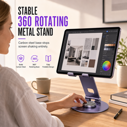 📱 Helmetall telefonstativ – 360° rotasjon, doble hengsler, tung stålbase. Stabil og vingelfri visning! ✨💪