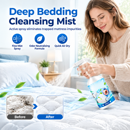 🛏️ Rensespray for madrass og sengetøy – fin tåke, fjerner støv og lukt. Friskere seng uten vask! ✨💨