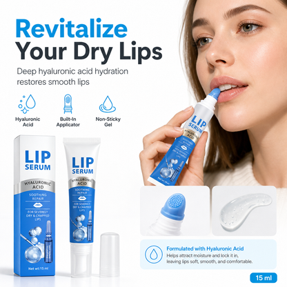 💋 Fuktighetsgivende lippegel – hyaluronsyre, blå massasjehode, ikke-klebrig. Fornyer tørre lepper på sekunder! ✨💧