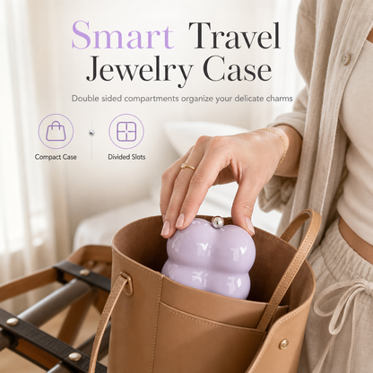 💍 Smart reisesmykkeskrin – doble rom, lommevennlig, støvbeskyttet. Forhindrer floker og riper på reisen! ✨🧳