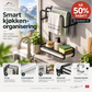 🧺 Kjøkkenklutorganiserer – 3 hyller, vanntett brett, selvklebende veggfest. Hold kluter tørre og hygieniske! 🧼✨