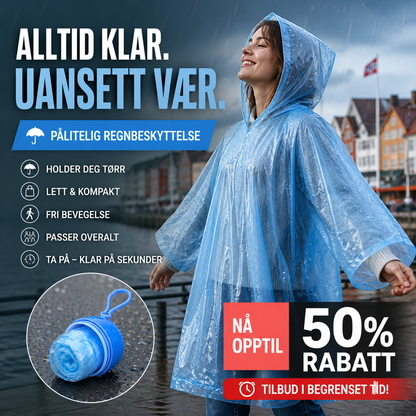 🌧️ Bærbar regnjakke – lett, vanntett og kompakt. Beskytter mot uventet regn – perfekt til reiser, pendling og friluftsliv! 🎒☔