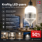 💡 Kjempe LED-pære 160mm – dobbel kjerne, 300m² dekning, E27, høy fargegjengivelse. Perfekt til store rom! ✨🔌
