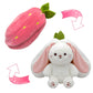 🎁Tidenes beste bursdagspresang!🍓Strawberry Bunny forvandlet til liten kanin🎀 fruktdukke plysj leketøy🐰