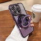 Magnetisk iPhone-deksel med glitrende rhinestones og usynlig stativ